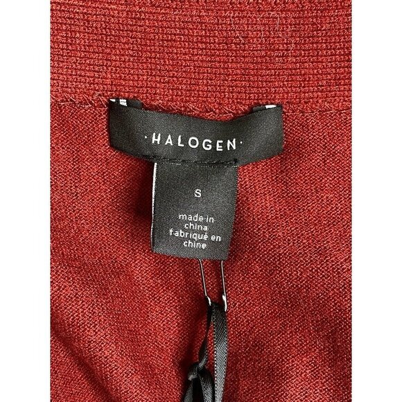 Halogen‎ Womens Duster Sweater Red Long Sleeve Open Front Pockets Slit S New - Picture 7 of 10